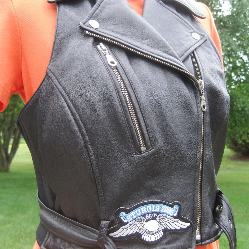 FIRST GENUINE LEATHER Motorcycle Vest H-D Patches